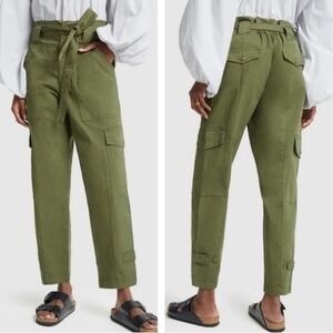 Alex Mill Women's 2 Army Olive Green Expedition Cropped Belted Slim Leg Pants
